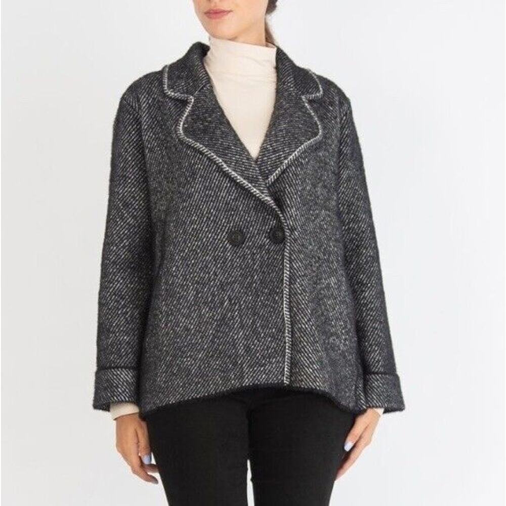 Contemporaine Par Simons Cocoon Jacket Stretch Knit Double‎ Breast Med Soft